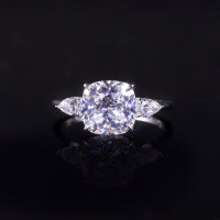 wholesale S925 Sterling Silver Luxury 3 Carat Ring, Large Main Stone Moissanite, Amazon Women's Style-3-carat moissanite ring  US size 7 (domestic size 15)