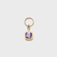 wholesale 9K gold jewelry factory wholesale source French retro geometric minimalist style square amethyst pendant-Amethyst Pendant>9K