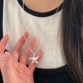 wholesale S925 Sterling Silver Minimalist Starfish Pendant Necklace for Women, Korean Style Bohemian Ins Fashion Choker, New Arrival-0-0