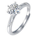 925 Sterling Silver D Color Moissanite Six-Claw Ring, Micro-Set, Exquisite, Cross-Border-0-3