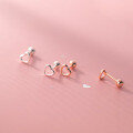 wholesale S925 Silver Stud Earrings for Women, Hollow Heart, Small and Delicate, Threaded Bead Ear Accessories G8861-0-0