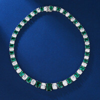 wholesale Metal material geometric design green square fashion micro-set zircon cross-border hot-selling necklace factory direct-green necklace