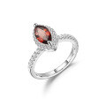wholesale S925 Sterling Silver Marquise Candy Color Ring with Natural Blue Garnet 5*10mm Gemstone Topaz-0-4