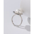 wholesale 925 Sterling Silver Pearl Ring for Women, Adjustable Opening, Minimalist and Luxurious Small Design, High-End Sense Index Finger Ring-0-3