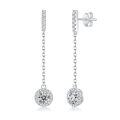wholesale 925 Silver Dainty Lady-style Moissanite Princess Round Halo Earrings 1 Carat Moissanite Ear Studs Geometric-0-0