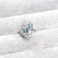 wholesale 925 Sterling Silver Snowflake Ring Fashionable and Unique Ins Aquamarine New Summer Adjustable Open Thumb Ring-0-0