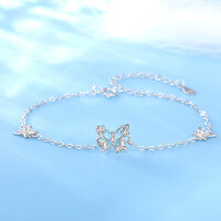 wholesale Metal Material: S925 Sterling Silver Galaxy Butterfly Dream Luminous Butterfly Bracelet for Women, New Luxury Style Star Bracelet Valentine's Day Gift-Luminous Butterfly Bracelet 925 Silver