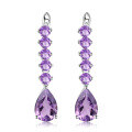 wholesale S925 silver luxurious high-end natural amethyst earrings for banquets, set with natural gemstone earrings-0-4