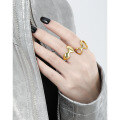 wholesale S925 pure silver matte geometric minimalist irregular open ring for women, Korean version small and unique ins style-0-2