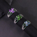 wholesale S925 Sterling Silver Luxury Diopside Ring with Natural Topaz and Amethyst, Autumn and Winter Decorative Hand Jewelry-0-4