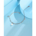 wholesale 925 Sterling Silver Pearl Star Double Layer Bracelet for Women, Summer Light Luxury Small Fresh Delicate Female Accessory Gift for Best Friend-0-2