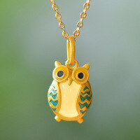 wholesale 925 silver gold-plated cold enamel owl pendant necklace with Hetian jade for stylish commuting, a personalized gift for your girlfriend-White Jade Owl Pendant (Type 1) (without chain)  925 Silver