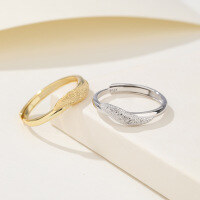 wholesale S925 Sterling Silver Matte Leaf Design Ring for Women, Minimalist Style, Small and Unique Design, Ins Luxury Elegant Silver Band-Gold