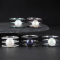 wholesale S925 sterling silver three-stack ring set with natural freshwater pearls, featuring a stylish and luxurious design-0-0
