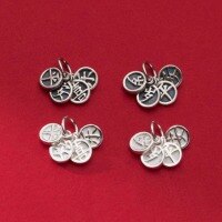 wholesale S925 Sterling Silver Peace Joy Wealth Blessing Round Pendant DIY Bracelet String Accessory Jewelry Findings-One black model of "Sui Sui Ping An"