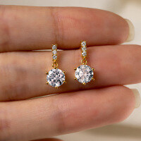 wholesale S925 silver earrings for women, Korean-style elegant six-prong white diamond micro-pave minimalist young girl earrings G8329-S925 silver pair silver model>925 silver