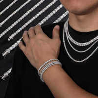 wholesale S925 Sterling Silver Tennis Chain with 4-Prong 2mm/3mm/4mm/5mm D Color VVS Moissanite - Cross-Border Bestseller, Factory Direct-Bracelet 2mm D color Moissanite 15.5cm 6.2g>925 silver