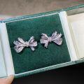 wholesale S925 Sterling Silver Exaggerated Full Diamond Bow Earrings for Women, High-End Heavy Work Ear Jewelry, Cross-Border Best-Seller Wholesale-0-0