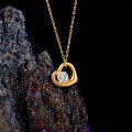 Sterling Silver Minimalist Cross-Border Heart Pendant Necklace with Hollow-Out and Diamond Accents-0-1
