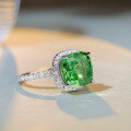 wholesale S925 Sterling Silver New Jewelry Emerald Green Full Diamond Square Wrap Women's Ring for Cross-Border Live Streaming European and American Style-0-1