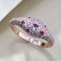 wholesale S925 Silver Plated Rose Gold Light Luxury Ins Style Pave Zirconia Stackable Index Finger Ring for Women, New-0-1