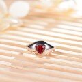 wholesale Silver Plated Gold, Small Niche Design Heart-shaped Inlaid with 1 Carat Lab-grown Ruby Ring for Women, Sweet and Versatile-0-3