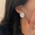 wholesale S925 Sterling Silver Geometric Disk Earrings with Stone Inlays for Women, Small Batch Fashion Design Earrings-0-3