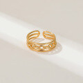 wholesale Gold-plated S925 Sterling Silver Double Layer Chain Ring for Women, European and American Ins Niche Design French Baroque Ring-0-5