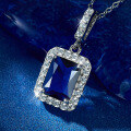 wholesale S925 Sterling Silver Gemstone Blue Necklace Exquisite Vintage Style Pendant Collarbone Chain Mother's Day Gift-0-1
