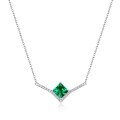 wholesale S925 Sterling Silver New Minimalist Geometric Cultivated Emerald Full Diamond Necklace High-end Sense Necklace Wholesale Customization-0-4