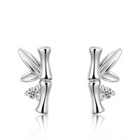 wholesale S925 Sterling Silver Maker's Bamboo Node Ascending Stud Earrings, Fashionable Petite, Light Luxury Exquisite Niche Jewelry for Lovers and Best Friends-Bamboo Earrings>925 Silver