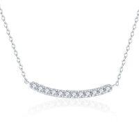 wholesale S925 silver plated with 18k gold minimalist smile necklace with full D-color moissanite diamonds, stackable style-Platinum (2.0mm*12)  925 silver