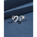 wholesale 925 Sterling Silver Heart-shaped Diamond Stud Earrings for Women, Minimalist and Elegant Small Luxurious Dainty Sparkling Earrings-0-3