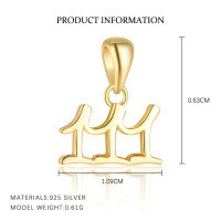wholesale S925 Sterling Silver Women's Lucky Number Necklace, Fashionable And Versatile Pendant, Trendy Delicate Cross-border Choker-1-Yellow Gold/Single Pendant 925 Silver