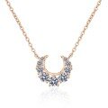 wholesale 925 Sterling Silver Moissanite Moon Pendant Necklace for Women, Fashion Crescent Diamond Accented Star Moon Collarbone Chain-0-4