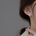 wholesale S925 Sterling Silver Hollow-Out Bow Back Earrings Autumn New Ins Style Design Ear Jewelry M02937-0-2