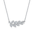 wholesale 925 Sterling Silver Full Diamond Leaf Ring, Wheat Necklace, and Floral Earrings Set for Women-0-4