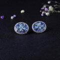 wholesale S925 Sterling Silver Natural Topaz Stud Earrings, Light Luxury High-End Personalized Gemstone Ear Drops-0-1