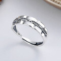 wholesale S925 Sterling Silver Retro Minimalist Geometric Line Ring Ins Unisex-0-1