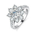 Silver Moissanite Ring Sunflower Design Wholesale Live Stream-0-2