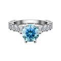 wholesale S925 Sterling Silver Amazon Best-Seller 3ct Moissanite Ring with Premium Blue Topaz Gemstone-0-6