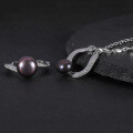 wholesale S925 Sterling Silver Natural Black Freshwater Pearl Ring, Fashionably Luxurious and High-End Set with 9mm Bread-Shaped Pearl-0-4