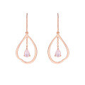 wholesale S925 Silver Irregular Large Circle Rose Quartz Tassel Earrings for Women, Elegant OL Dangling Ear Accessories-0-1