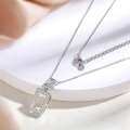 wholesale S925 silver hollow square diamond ring, tassel earrings, square pendant necklace, and bracelet European and American jewelry four-piece set-0-3