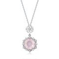 wholesale S925 Sterling Silver European and American New Light Luxury Popular Sunflower Pink Crystal Pendant Choker Necklace Snowflake Necklace Wholesale from Manufacturers-0-5