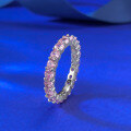 wholesale S925 Silver European and American Style Full Diamond Row Ring with Pink Diamonds, Simple Daily Versatile Ins Style-0-1