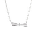 wholesale S925 Sterling Silver 504 Smooth Rope Knot Necklace for Women, Minimalist Style, Small and Unique, Ins Bow Choker Necklace-0-5