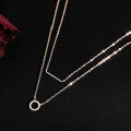 wholesale Metal material, minimalist double-layer circle necklace for women with micro-set zircon, trendy understated line collarbone chain-0-3