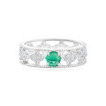 wholesale S925 Silver Cross-Border Hit Round 45mm 05ct Synthetic Emerald Versatile Commuter Ring-0-0