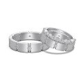 wholesale S925 Sterling Silver INS Style Unisex Couple Rings, Fashionable Round Zirconia Row Diamond Thin Band, Minimalist and Versatile Matching Silver Rings-0-4